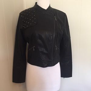 SA by Seth Aaron faux leather jacket w/stud detail